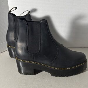 Dr. Martens Black Platform Chelsea Boots Rometty Wyoming Leather